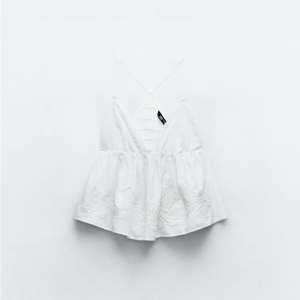 Zara White Lace Camisole Top